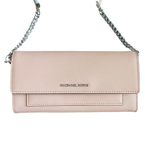 MICHAEL Michael Kors Jet Set Medium 2 in 1 Wallet-On-A-Chain Leather Crossbody - Picture 2 of 13